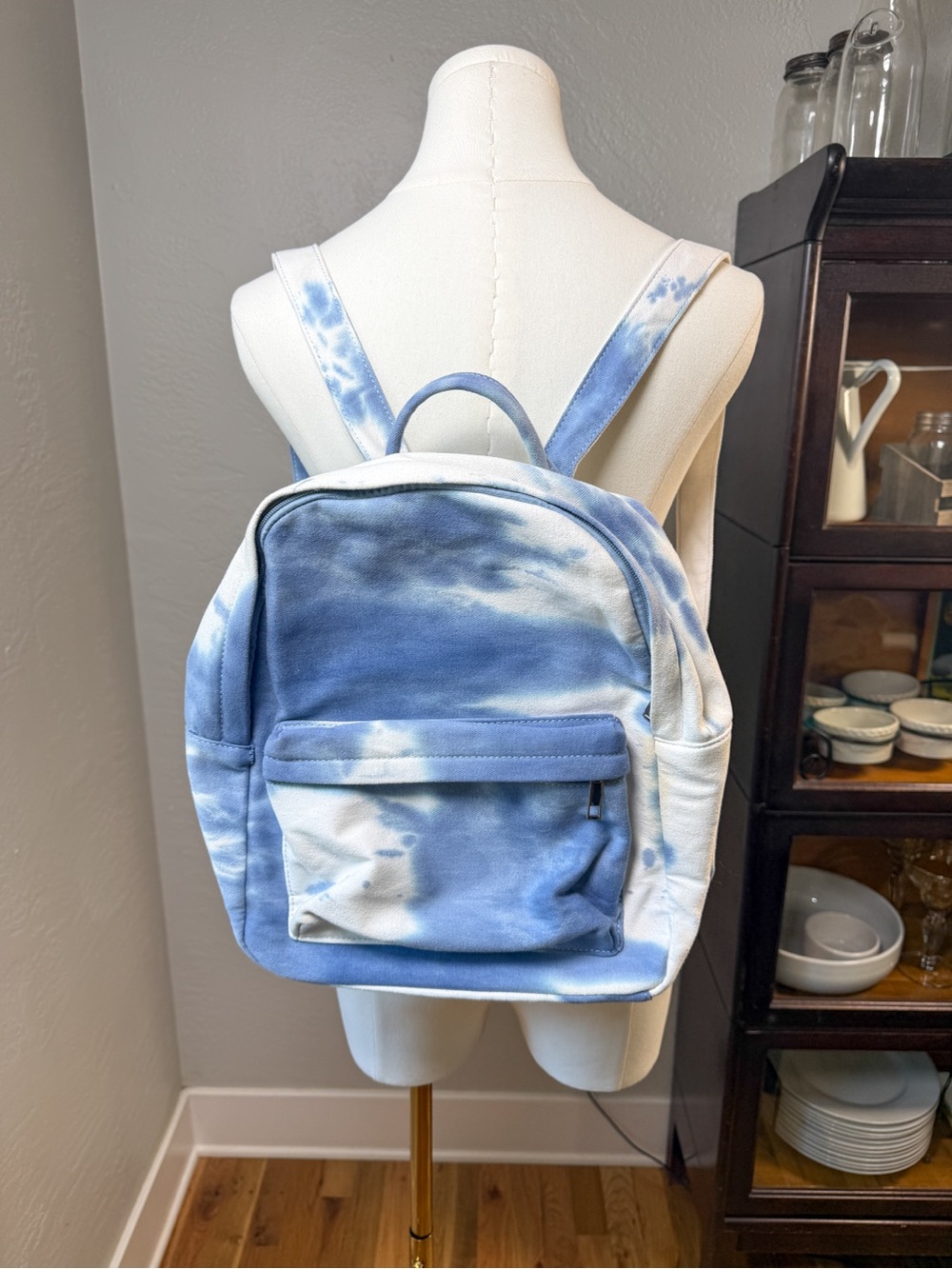 BP Blue Tie Dye Canvas Mini Backpack School Travel Casual Daypack